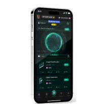 Mobile device interface showing DePIN network